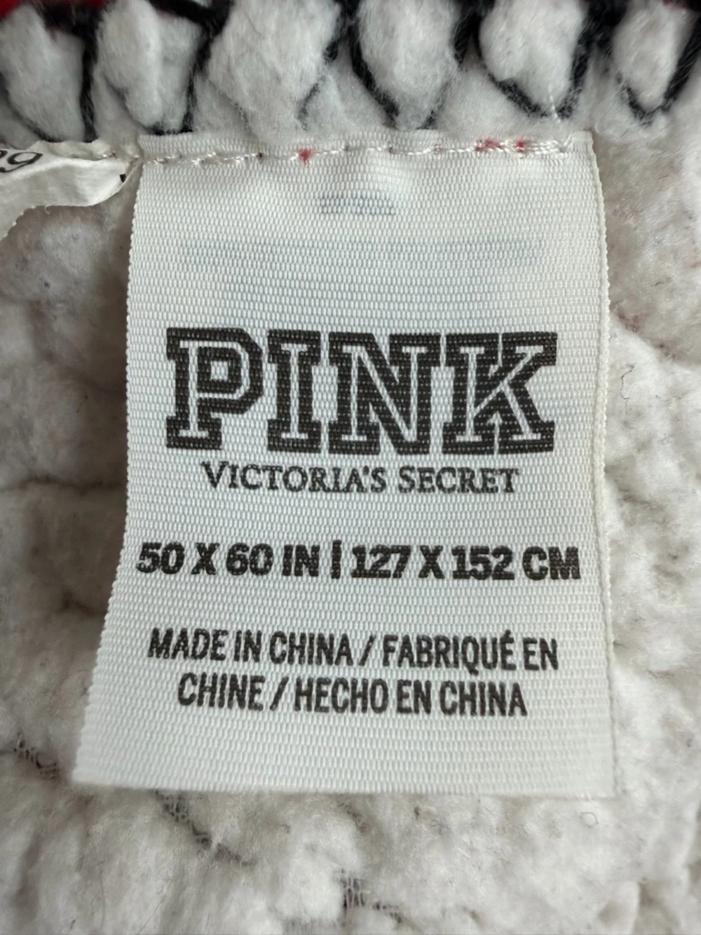 VS PINK Red Black Plaid Sherpa Campus Blanket Classic Rare 50x60 Warm Christmas
